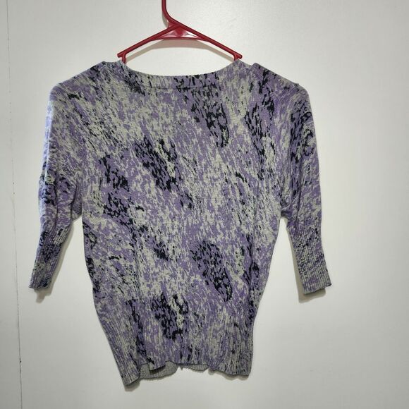 Express Cardigan Womens M Purple Swirl Print 3/4 Sleeve Button Up Vintage 2006 - Picture 5 of 9